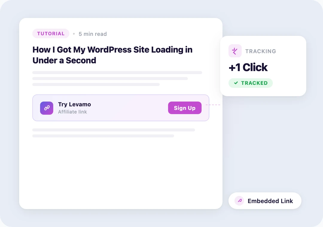 Tutorial blog post with an embedded Levamo affiliate banner and Sign Up CTA