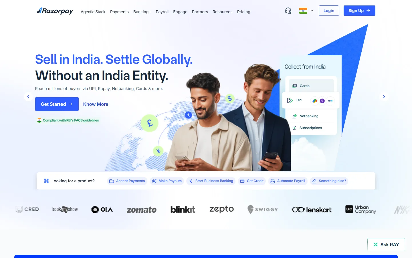 Razorpay homepage