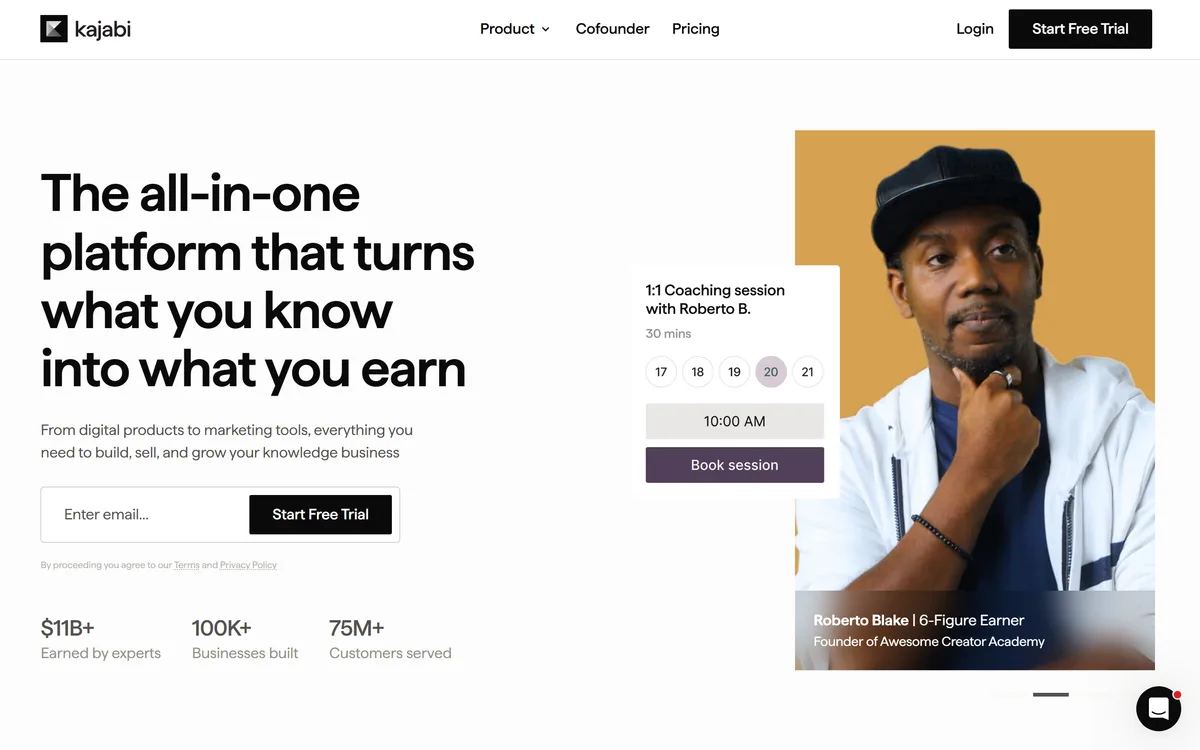 Kajabi homepage