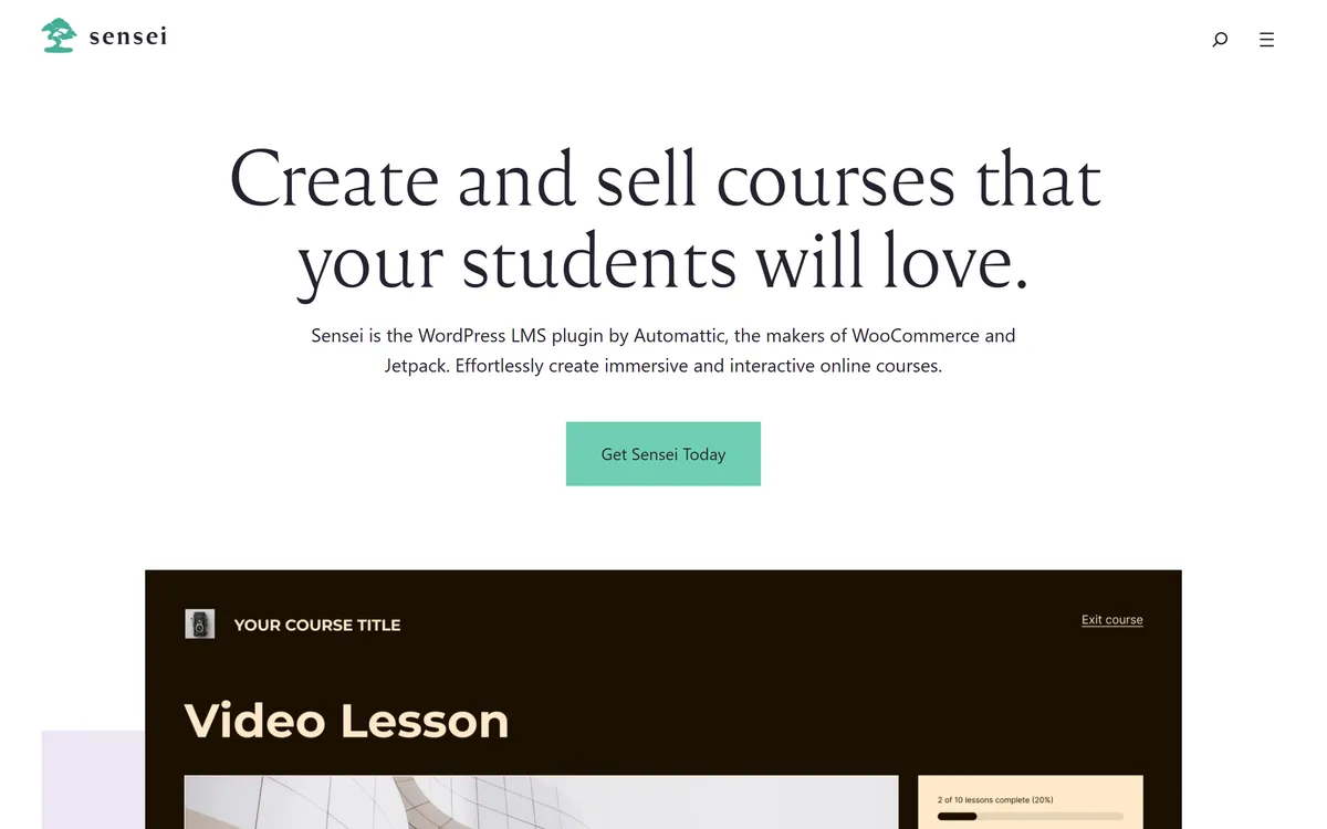 Sensei LMS homepage