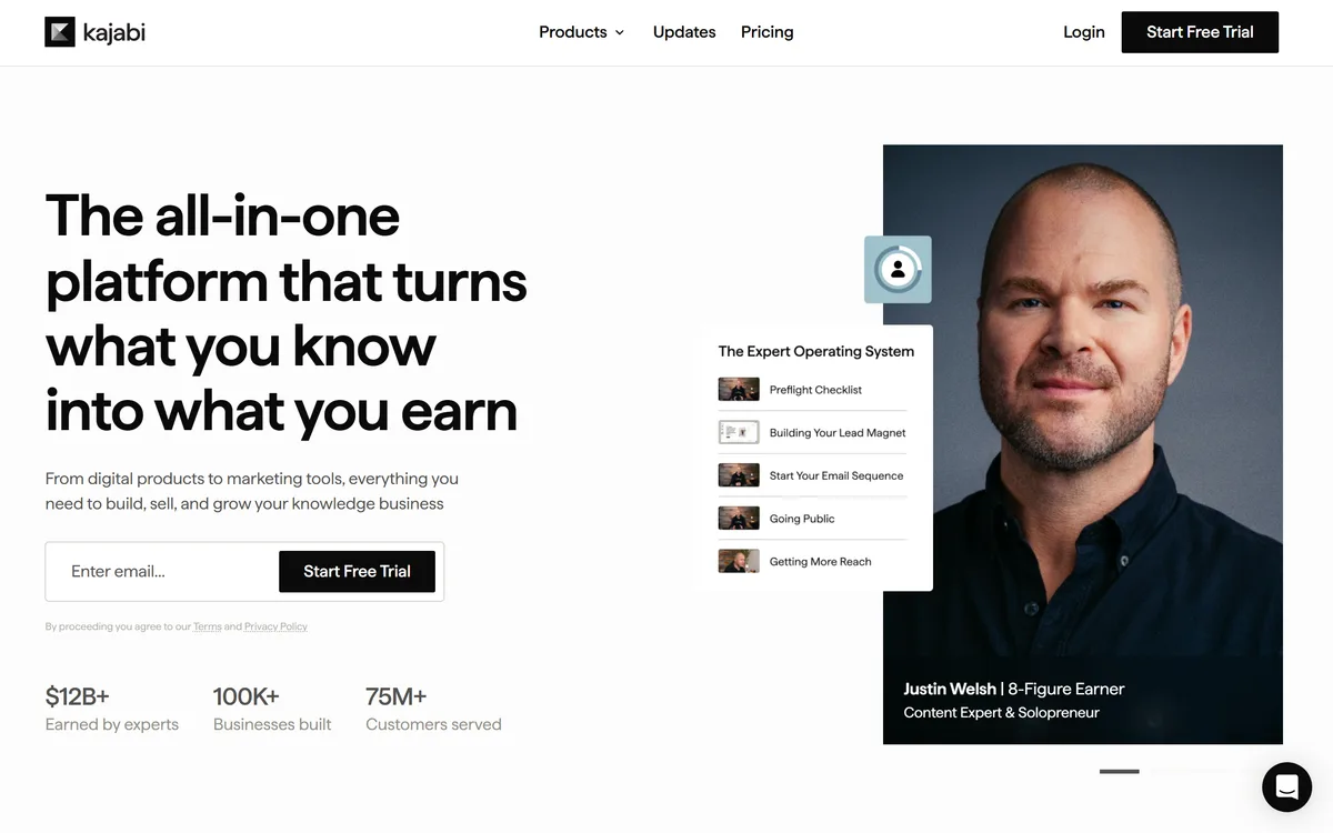 The Kajabi homepage