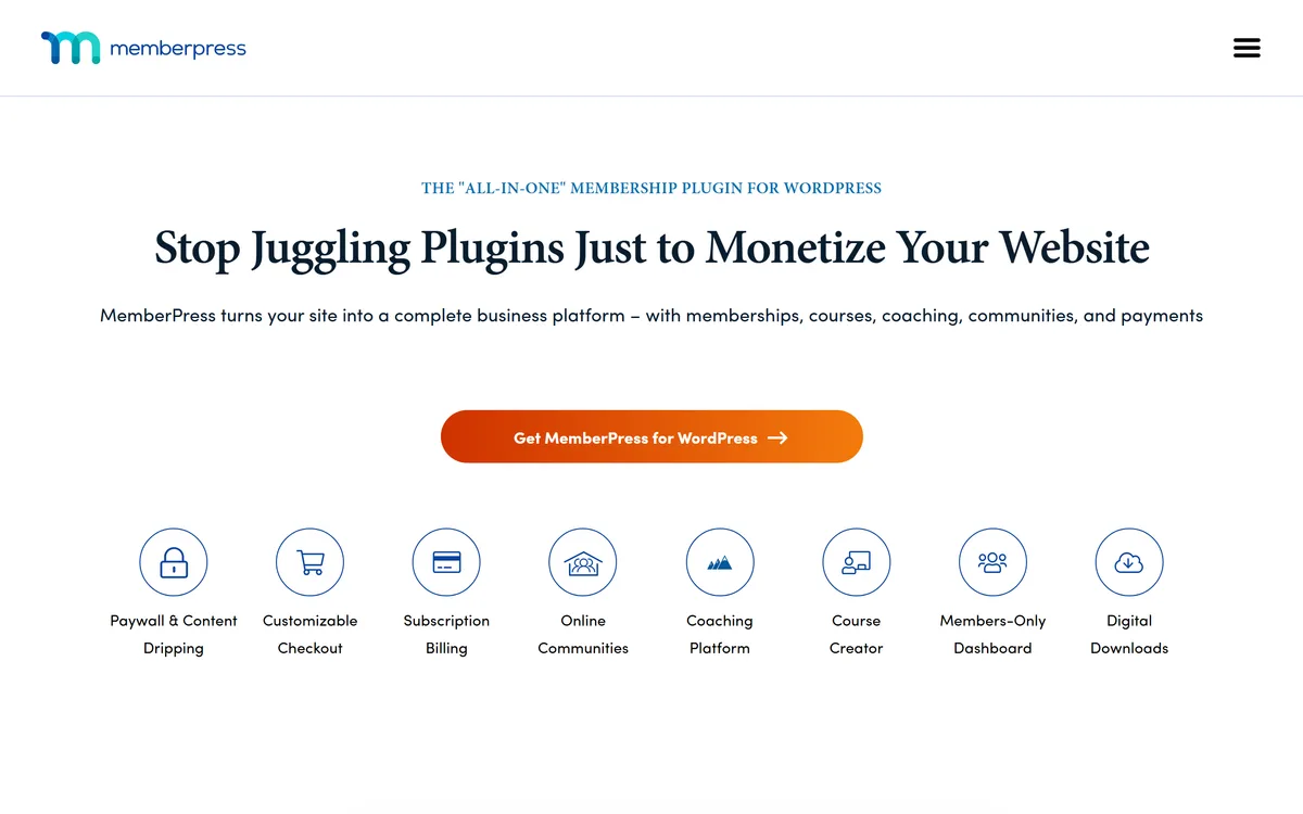 The MemberPress homepage