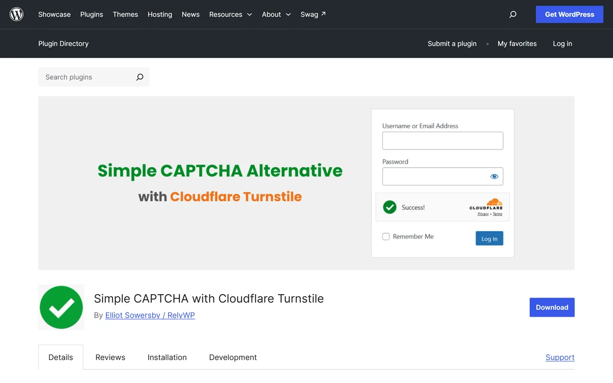Simple Cloudflare Turnstile plugin homepage
