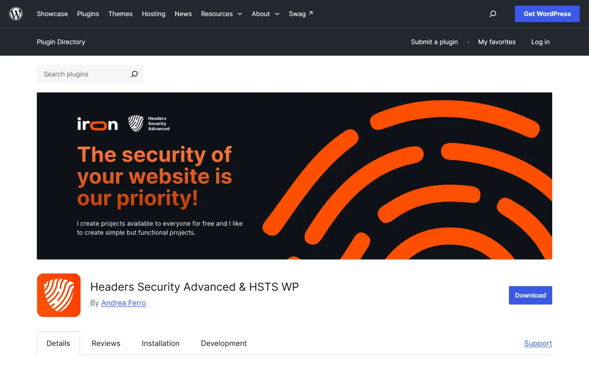 Headers Security Advanced & HSTS WP plugin homepage