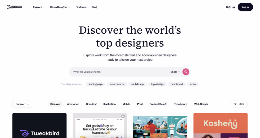 Dribbble - top freelance websites