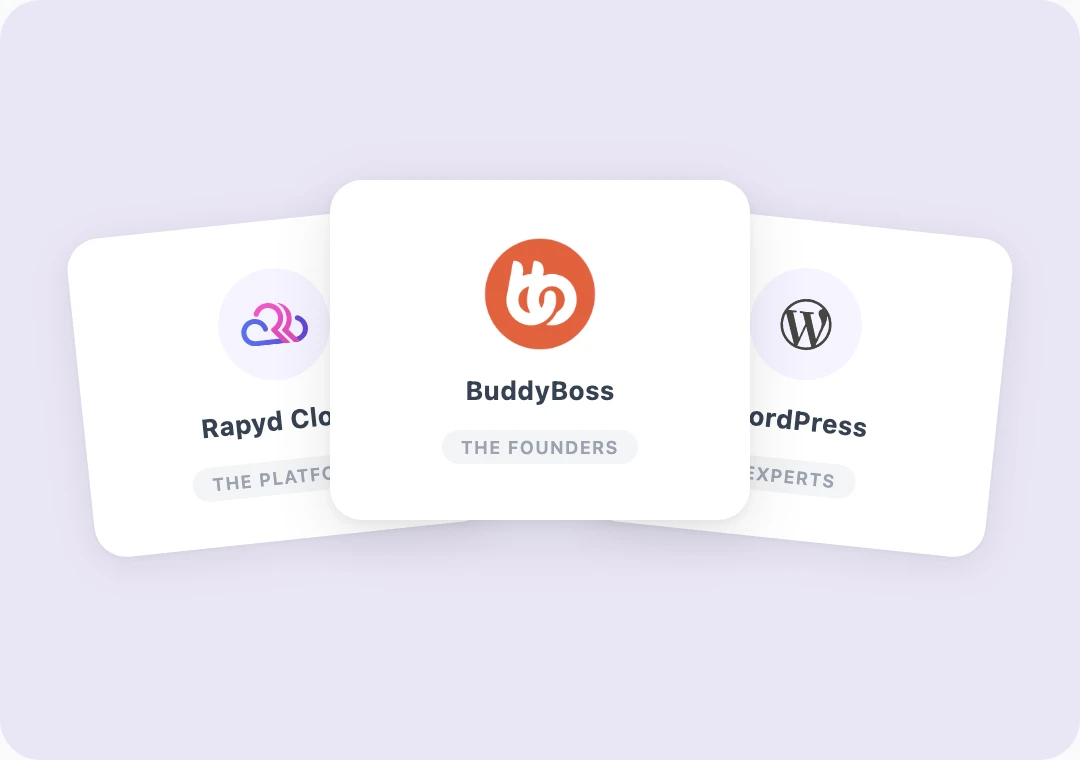 Levamo at the center connected to BuddyBoss, LearnDash, and WooCommerce in an optimized stack