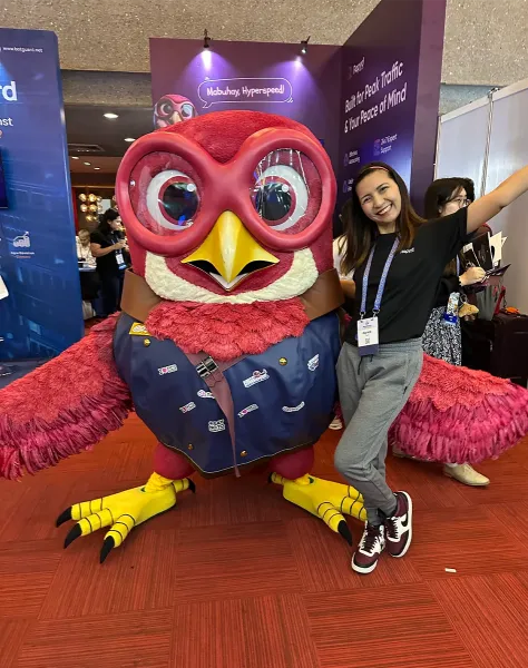 Fleet posing at the Levamo booth